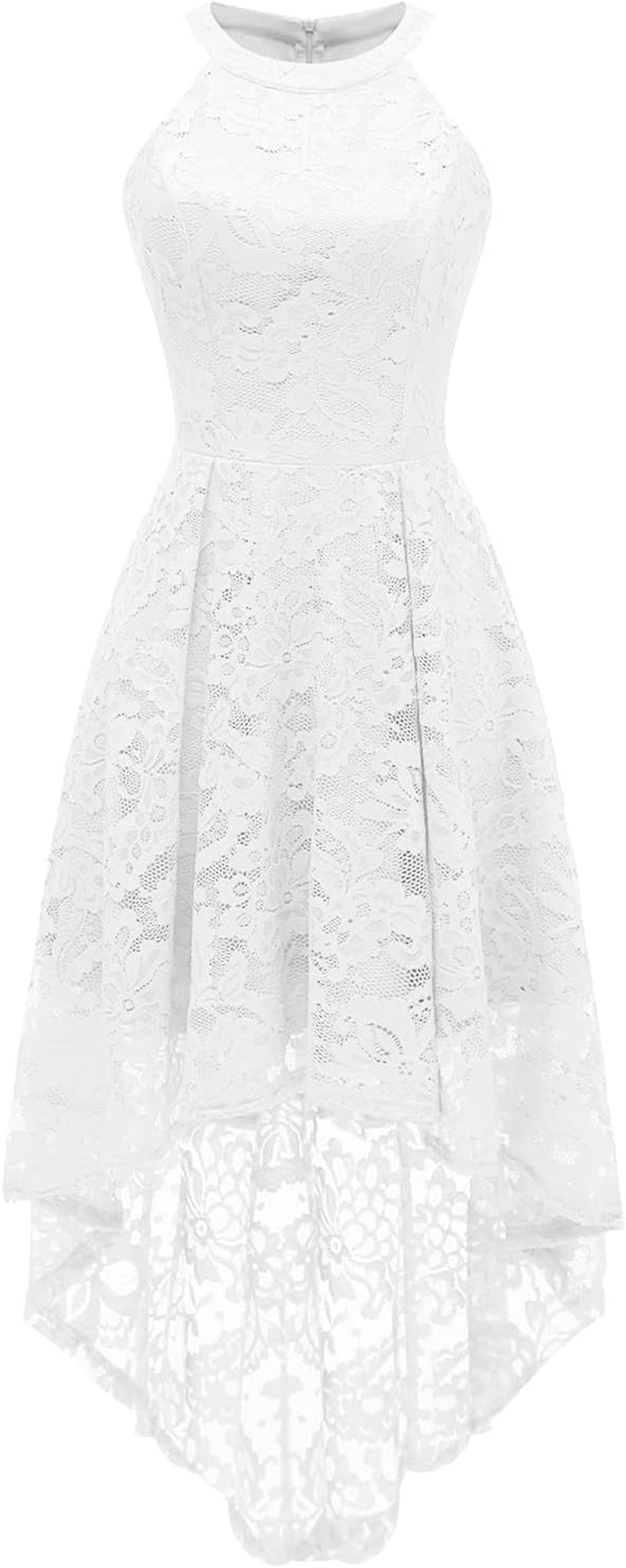 Women's Halter Lace Hi-Lo Cocktail Dress for Wedding Guests and Bridesmaids