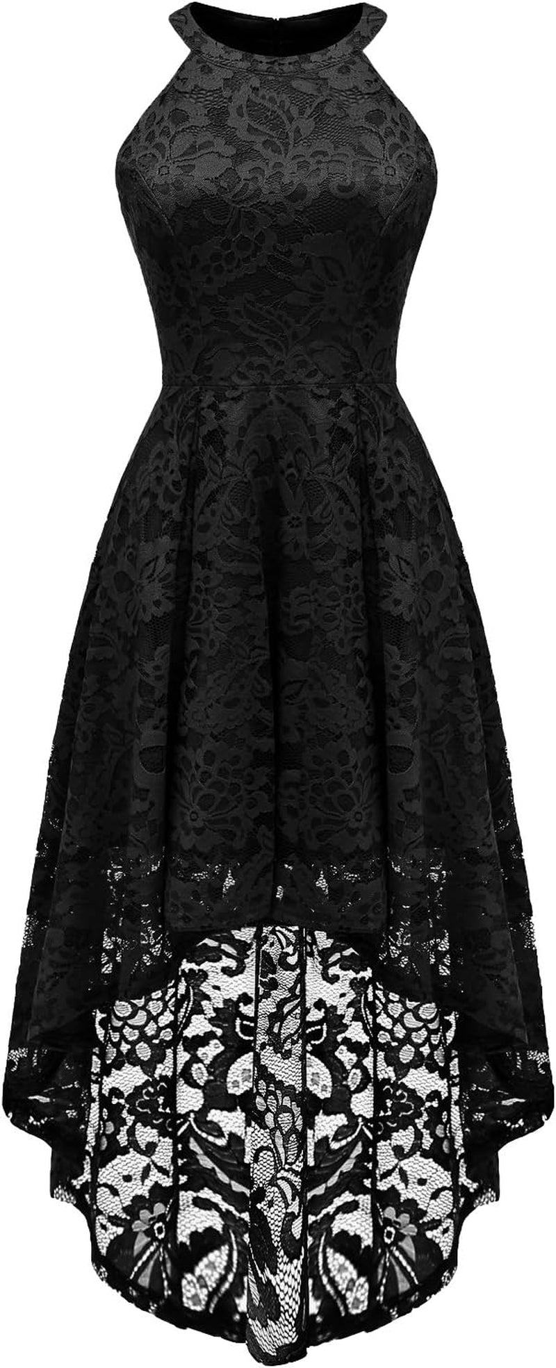 Women's Halter Lace Hi-Lo Cocktail Dress for Wedding Guests and Bridesmaids