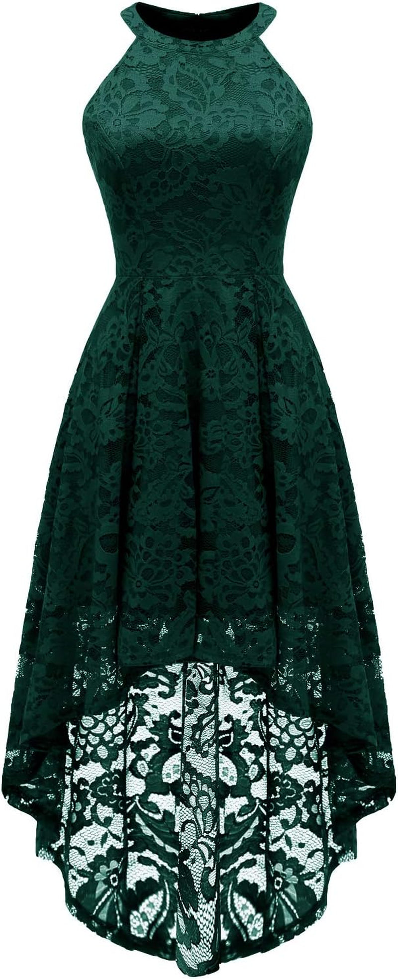 Women's Halter Lace Hi-Lo Cocktail Dress for Wedding Guests and Bridesmaids