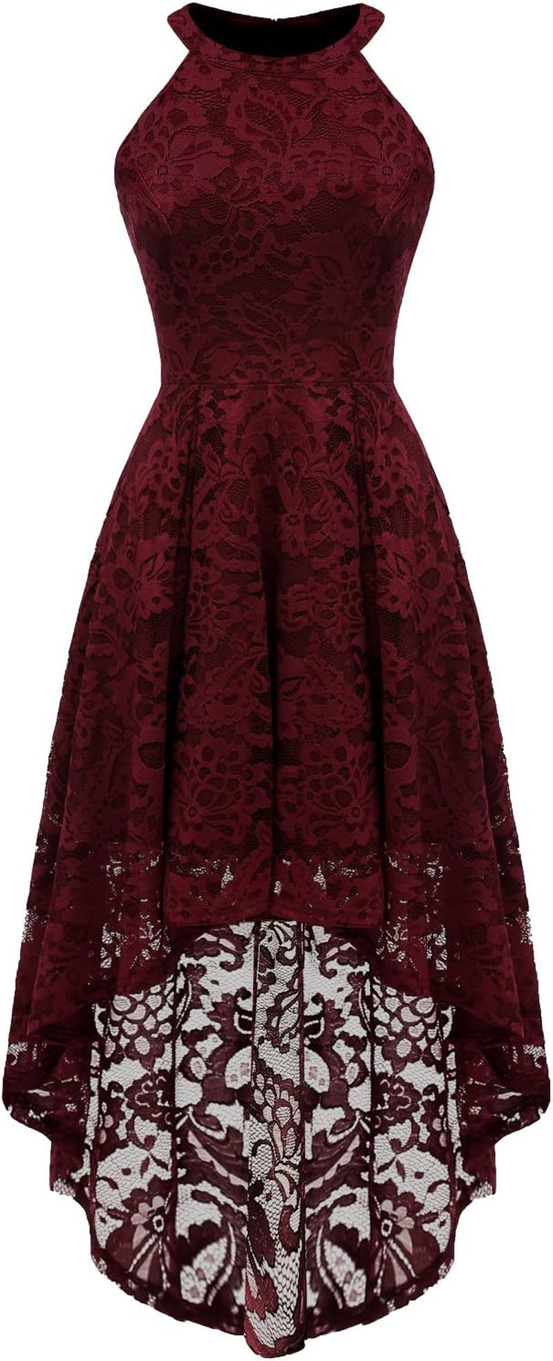 Women's Halter Lace Hi-Lo Cocktail Dress for Wedding Guests and Bridesmaids